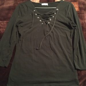 Black laced v neck
